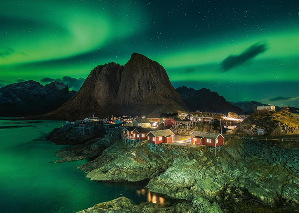 Ravensburger Puzzle 12000357 1000 piese - Aurora Boreală Norvegia, Luminile Nordului peste Hamnoy - Puzzle pentru adulți și copii de la 14 ani, Puzzle cu motive norvegiene, [Exclusiv la Amazon]
