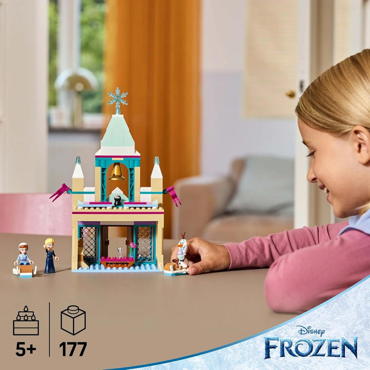 LEGO Ç€ Disney Frozen Castelul Arendelle, jucărie de prințesă cu mini păpuși ELSA, Anna și Olaf și o figură de pinguin, Playset fantezie, cadou pentru fete de la 5 ani 43265