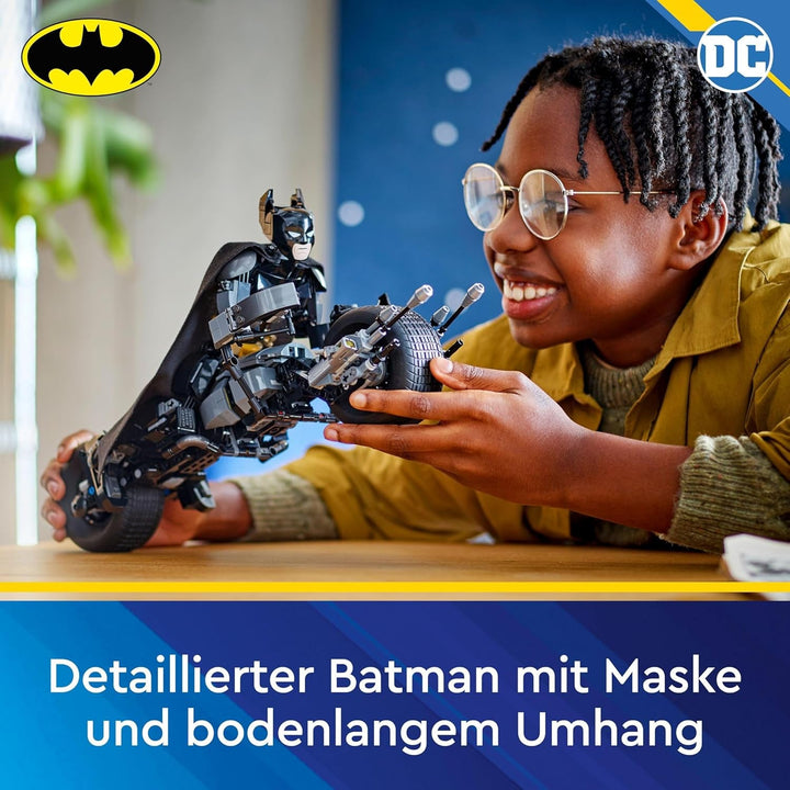 LEGO DC Batman: Batman figurină de construcție cu Batpod, jucărie pentru filmele cu supereroul, set de joacă de aventură pentru copii, cadou pentru băieți și fete 76273