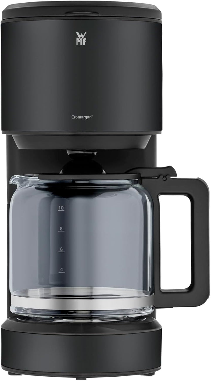 WMF Stelio Aroma filtru de cafea cu ulcior de sticlă, filtru de cafea, 10 cești, filtru de cafea din oțel inoxidabil, opritor de picurare, placă de încălzire, oprire automată, 1000 W, negru mat