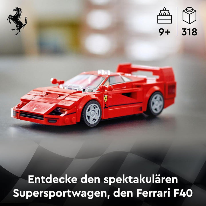 LEGO Speed Champions Ferrari F40 Super Sports Car, Playset cu mașină de jucărie construibilă și șofer minifigurină, set de construcție de colecție pentru copii, cadou pentru băieți și fete 76934
