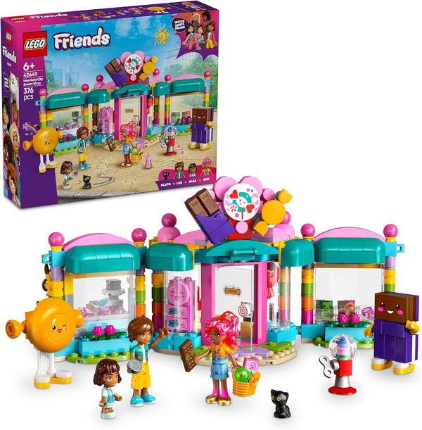LEGO Friends Heartlake City Shop, set de joacă pentru fete cu vârsta peste 6 ani, joc de rol cu 2 mini-doll-uri, jucărie cu micro-doll și pisică 42649