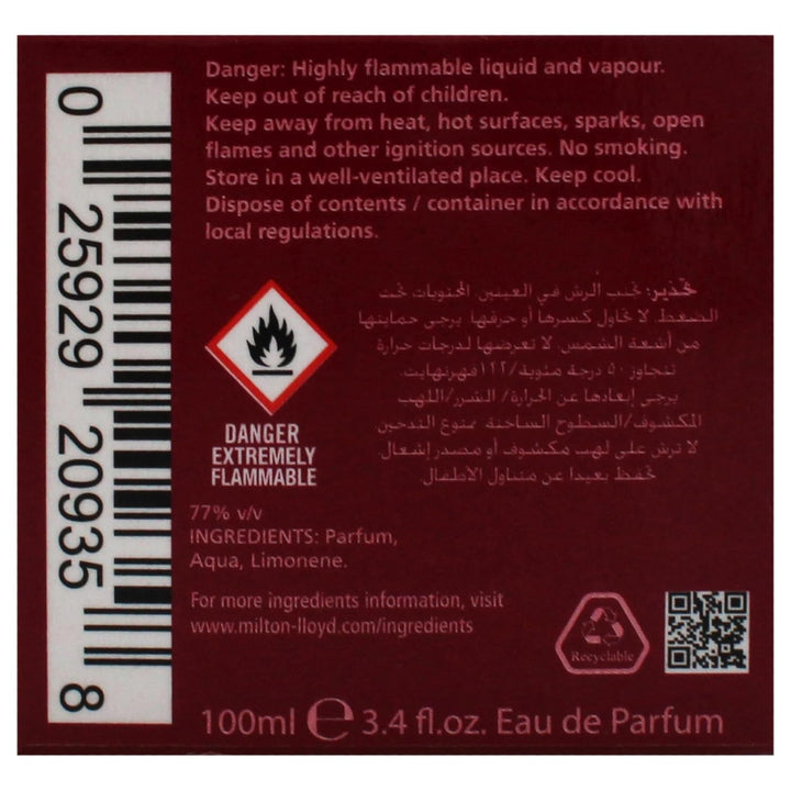 Milton-Lloyd Colour Me Dark Red Eau De Parfum - Parfum de lux pentru bărbați și femei, 100 ml, parfum de lungă durată