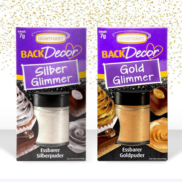 Günthart glitter, pudra, auriu si argintiu, set 2 x 7 grame 