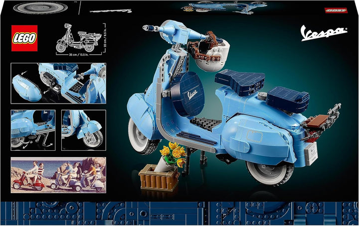 LEGO Icons Vespa 125, Model de motocicletă de construit, Scuter de epocă din Italia, Kit model pentru adulți, Piesă de afișare ca decor pentru cameră, Cadouri pentru femei și bărbați 10298