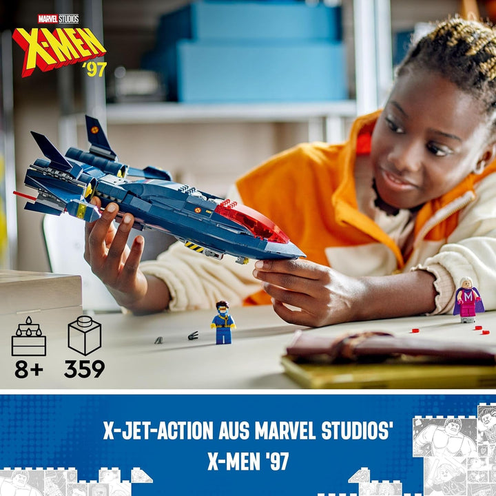 LEGO Marvel X-Jet The X-Men, model de avion de construit cu figuri, inclusiv Wolverine și Rogue, jucărie cu supereroi pentru copii, cadou pentru băieți și fete de la 8 ani 76281