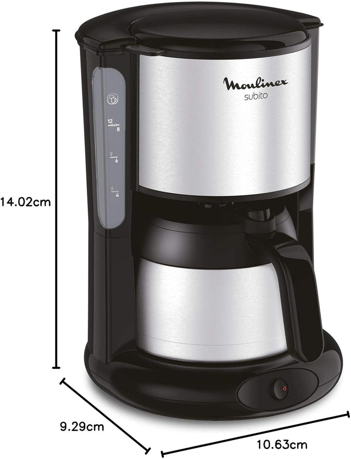 Moulinex FT360811 Cafetieră termică Subito oțel inoxidabil, negru