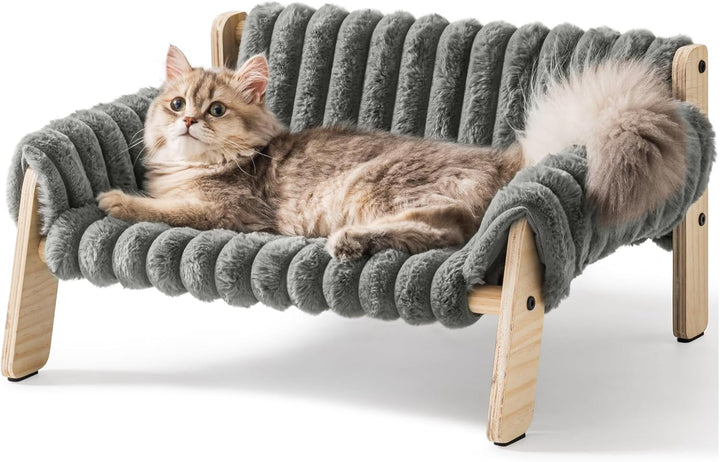 MEWOOFUN Canapea extensibilă moale pentru pisici mari și pisoi, pat robust pentru pisici, pat detașabil lavabil pentru câini mici, 56 x 45 cm (bej, M)