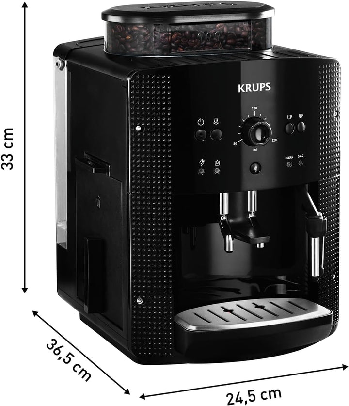 Mașină de cafea Krups Arabica Picto complet automată, duză pentru spumă de lapte, funcție pentru 2 cești, control rotativ, curățare ușoară, mașină de cafea, negru, EA810870