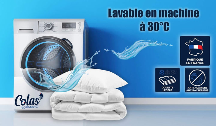 COLAS NORMAND Plapumă antiacarieni și antibacteriană, ușoară, 200 X 200 cm, efect de lungă durată, igienă perfectă, microfibră, moale și confortabilă, lavabilă, franceză, albă 53130248
