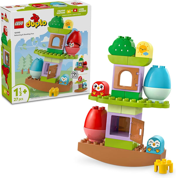 Copac LEGO DUPLO pentru echilibrare și stivuire, jucărie pentru dezvoltare, set de construcție pentru copii începând cu 18 luni, jucărie creativă pentru copii, jucărie educativă cu 2 păsări de jucărie 10440