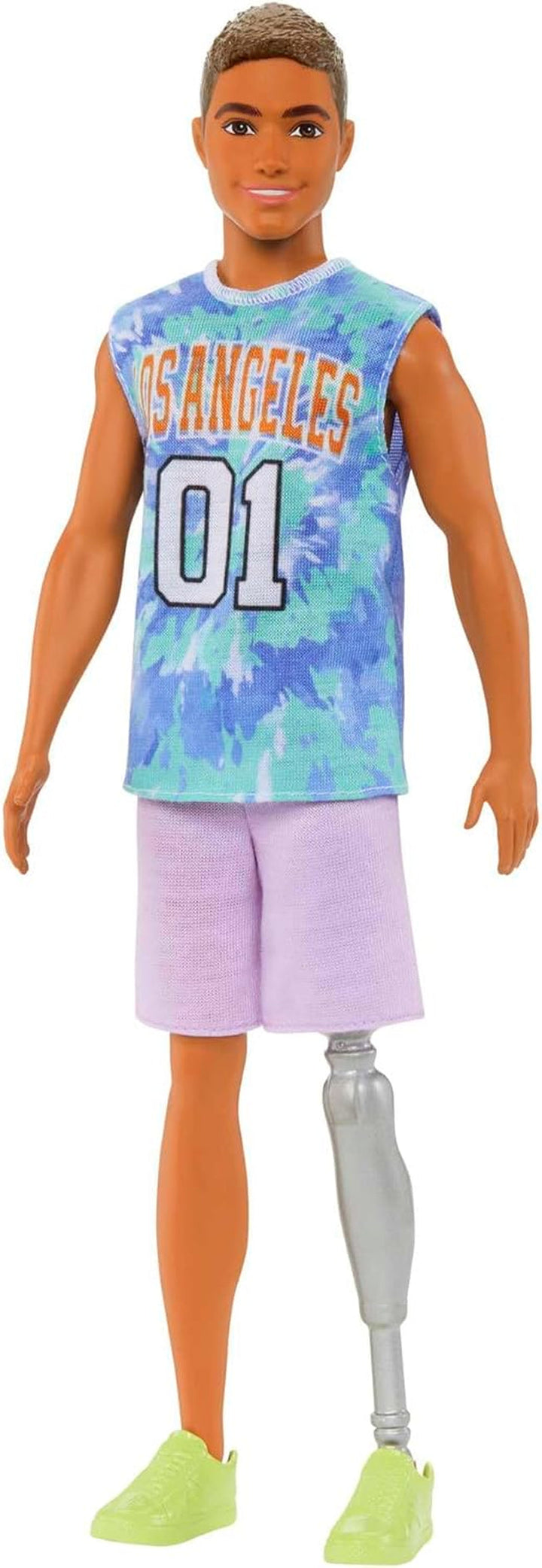 Păpușă Barbie Ken Fashionistas - tricou cu imprimeu de cactus și palmier, pantaloni scurți albi și adidași, perfect pentru aventuri cu prietenii și plimbări prin oraș, pentru copii de la 3 ani în sus, HJT10