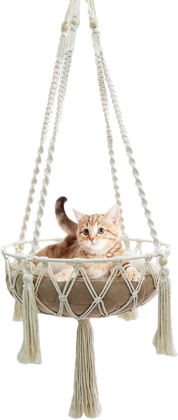 Pat pentru pisici din macrame, hamac pentru pisici, leagăn pentru pisici, tricotat manual, cuiburi suspendate pentru pisici, leagăn pentru animale de companie