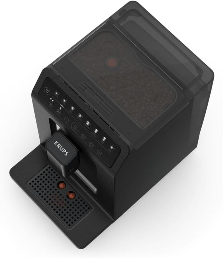 Aparat de cafea complet automat Krups EA897B Evidence Ecodesign, Funcție espresso și cappuccino automată, Tehnologie Quattro Force, Cești cu lapte cu o singură atingere, 8 presetări, sistem de lapte, 1450W