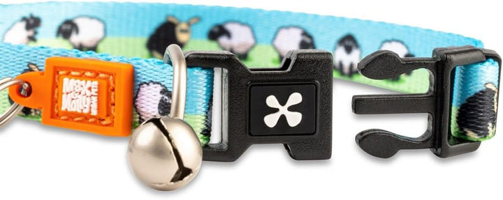 Max & Molly Urban Pets Zgardă pentru pisici distractivă și strălucitoare cu clopoțel, cataramă de siguranță, pisici/pisoi, design fantezist cu oi (189021)