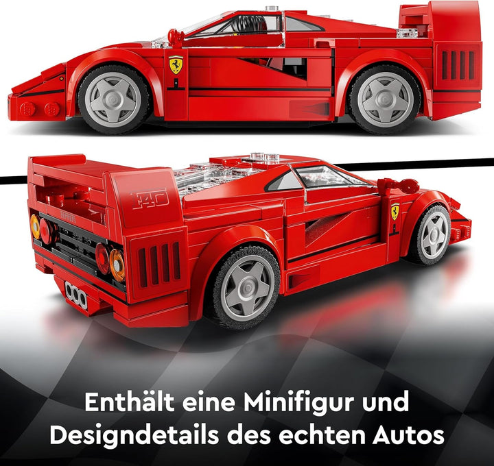 LEGO Speed Champions Ferrari F40 Super Sports Car, Playset cu mașină de jucărie construibilă și șofer minifigurină, set de construcție de colecție pentru copii, cadou pentru băieți și fete 76934