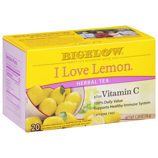 I Love Lemon with Vitamin C Herbal Tea, Caffeine Free Tea with Lemon, 20 Count Box (Pack of 6), 120 Total Tea Bags Tea USA Naty Shop Default Title