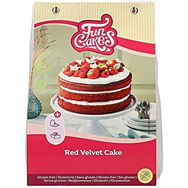 Funcakes Mix Für Red Velvet Cake, Glutenfrei: Einfach Zu Verwenden, Schön Weicher Und Fluffiger Kuchen Mit Leichtem Schokoladengeschmack, Perfekte Rote Farbe, 400G