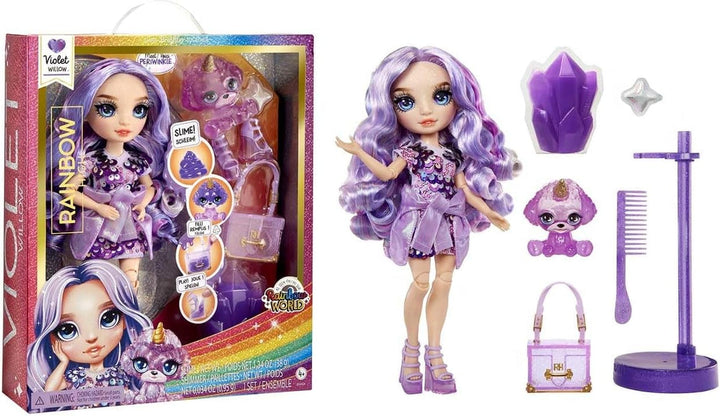 Păpușă Rainbow High Fashion cu slime și animal de companie - Amaya (Culori curcubeu) - păpușă strălucitoare de 28 cm cu slime sclipitor, animal magic și accesorii de modă - jucărie pentru copii - 4-12 ani