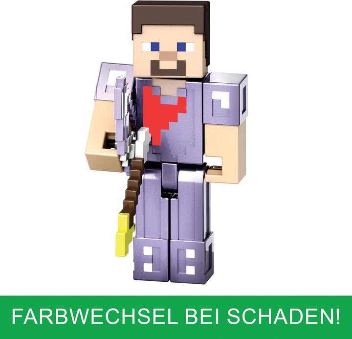 Mattel Minecraft Ender Dragon Action Figure Set, lumini, zgomot și ceață cu Steve și Enderman, True To Scale la aproximativ 8 cm înălțime Figuri HTN25