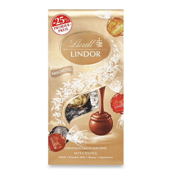 Lindt Schokolade LINDOR Kugeln Double Chocolate, Promotion | 137 G Beutel | Circa 10 Kugeln Vollmilchschokolade Mit Zartschmelzender Füllung | Pralinen-Geschenk | Schokoladen-Geschenk