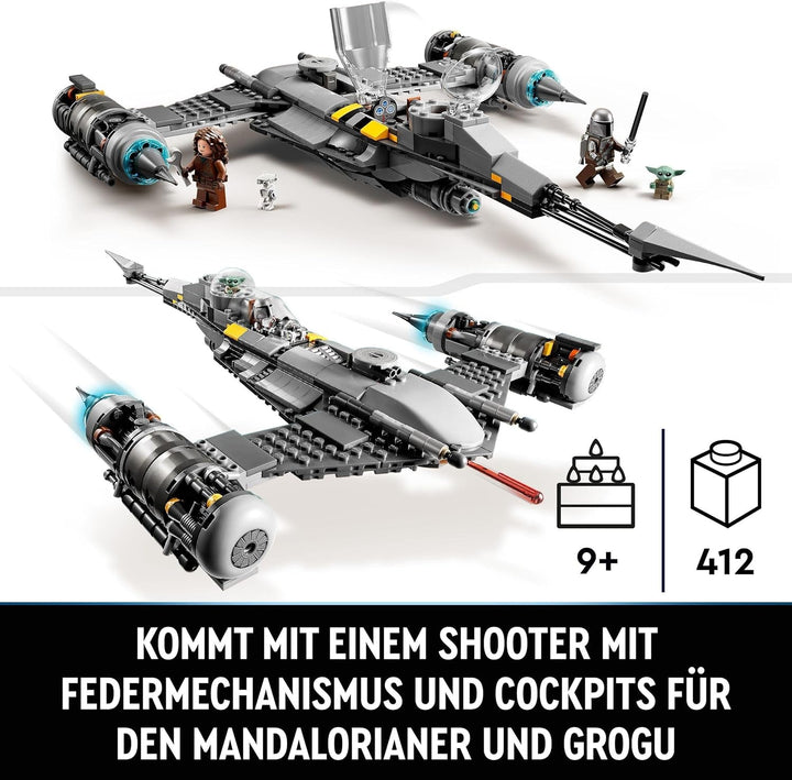 LEGO Star Wars Luptătorul Mandalorian N-1 din Cartea lui Boba Fett, jucărie construibilă cu navă spațială, set de 4 personaje, inclusiv figura Baby Yoda 75325