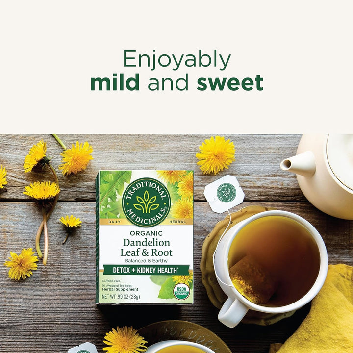 Tea, Organic Dandelion Leaf & Root, Supports Kidney Function & Healthy Digestion, 16 Tea Bags Tea USA Naty Shop
