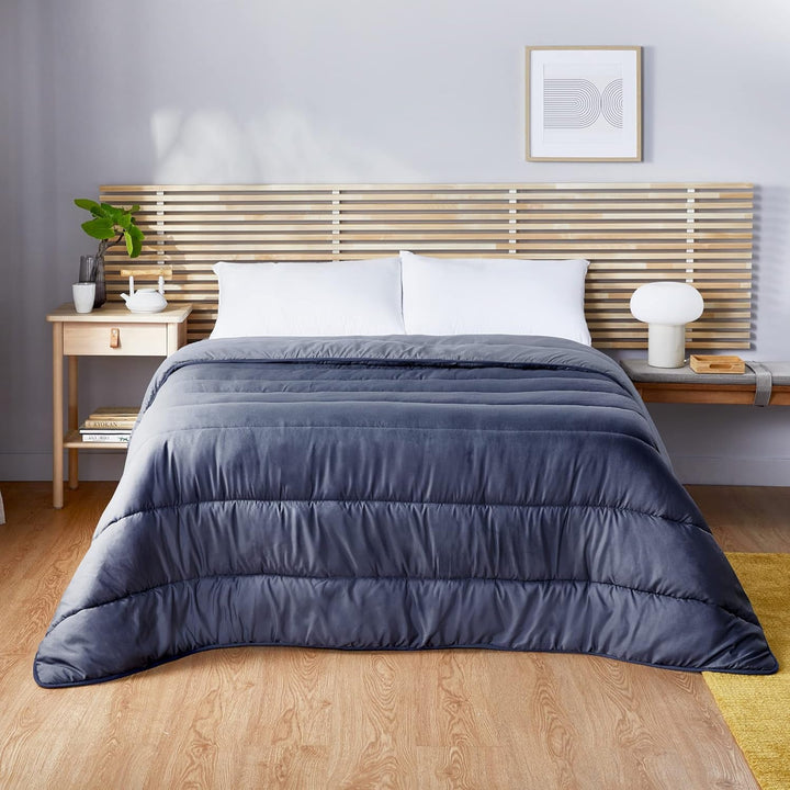 Pikolin Home - Plapumă reversibilă 300 G - Umplutură nordică bicoloră - Pentru pat 90 - confortabilă, caldă, respirabilă, albastru marin, 135 X 200 cm
