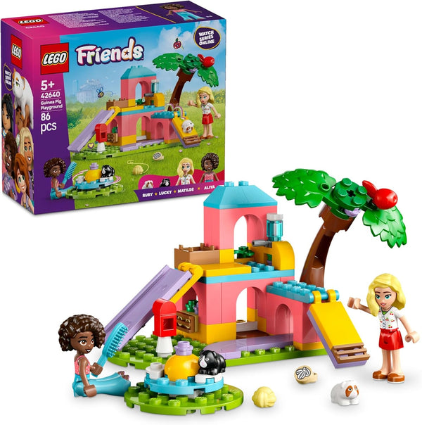 Loc de joacă pentru porcușorul de Guineea LEGO Friends, set de construcție și joacă pentru jocuri de rol imaginative cu 2 minifigurine și 2 animale, jucărie pentru fete de la 5 ani, set de animale 42640