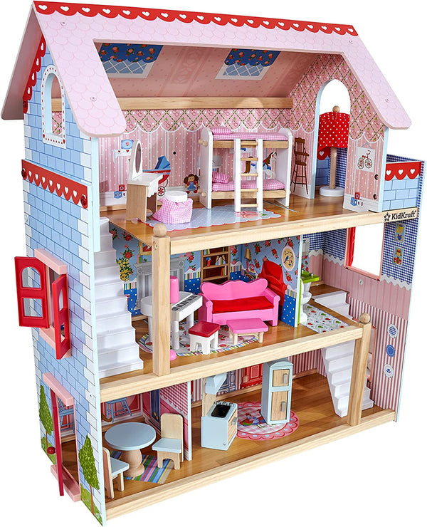 Kidkraft Dollhouse Chelsea din lemn cu mobilier și accesorii pentru mini păpuși, set de joacă pentru mini păpuși, jucărie pentru copii de la 3 ani, 65054, exclusiv la Amazon