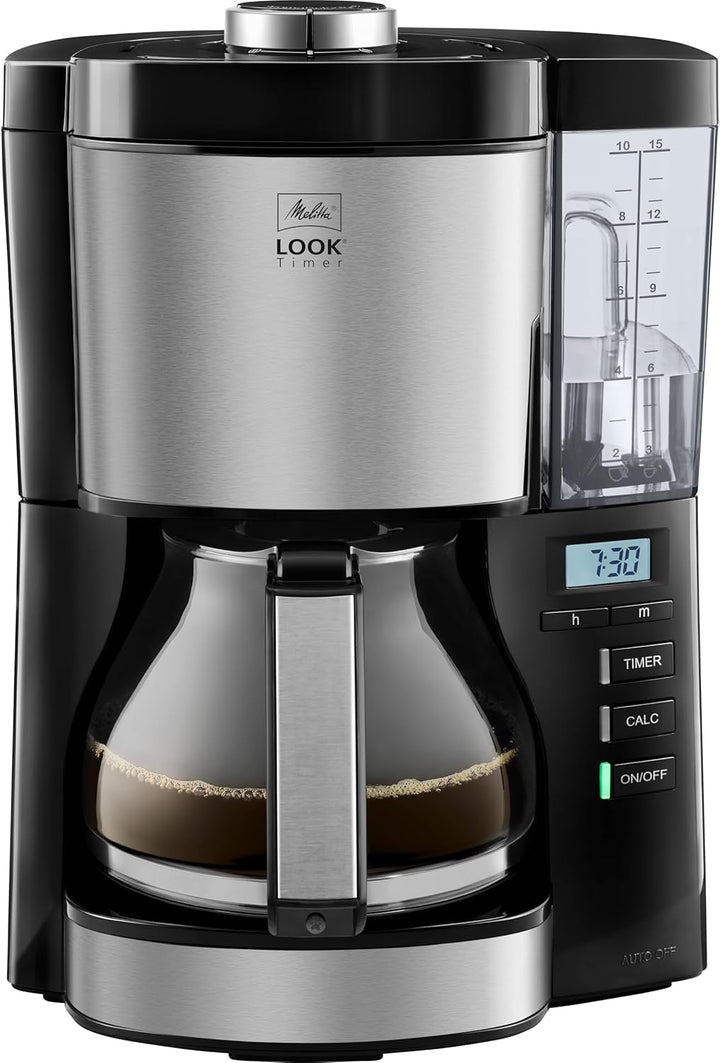 Melitta Look Timer - Cafetieră cu filtru - Ulcior termo - Funcție temporizator - Stop picurare - 10 cești - Negru (1025-18)