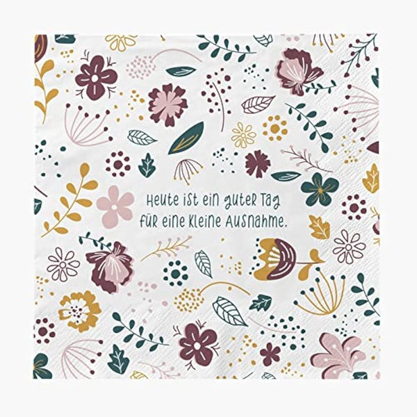 Șervețele Grafik-Werkstatt cu dicton | 20 bucăți | 12,5 X 12,5 cm | alb | bună ziua
