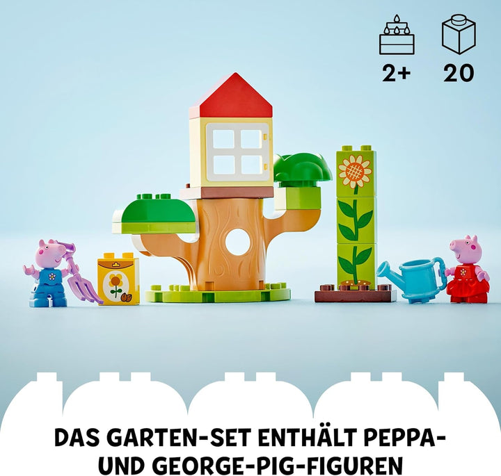 LEGO DUPLO Peppa's Garden With Tree House: Toy Tree, Set de învățare pentru preșcolari de construit și reconstruit cu 2 figuri, Idee de cadou pentru copii de la 2 ani, băieți și fete 10431