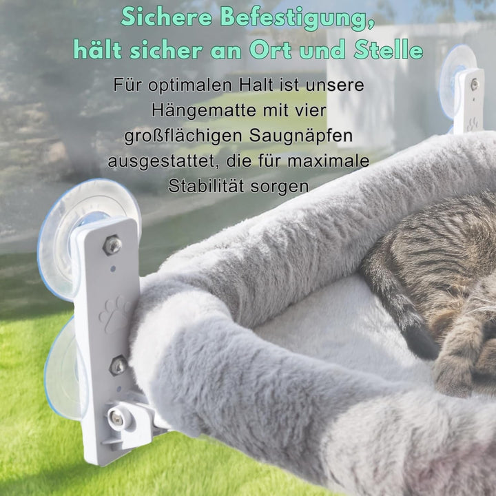 Șezlong pentru pisici – Șezlong robust pentru pisici cu pernă lavabilă | Hamac confortabil pentru ferestre de până la 18 kg | Pat pentru pisici care economisește spațiu și accesorii
