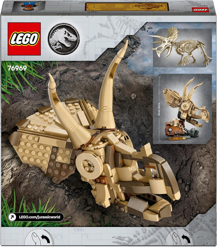 LEGO Jurassic World Dinosaur Fossils: Triceratops Skull Model, jucărie dinozaur pentru băieți și fete de la 9 ani, cadou pentru copii și fani Jurassic World 76969