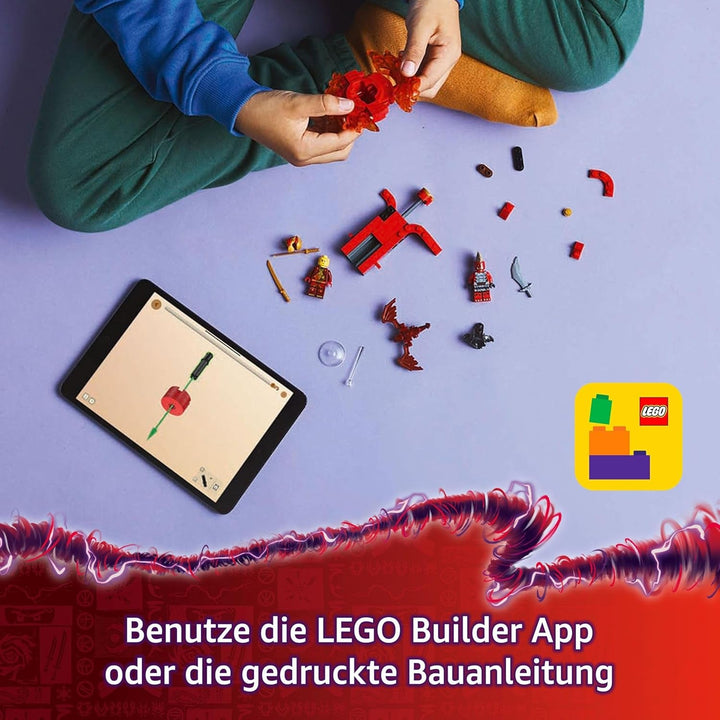 LEGO NINJAGO Kai's Dragon Spinjitzu Spinner - Jucărie Ninja de acțiune cu 2 minifigurine - Set de joacă mic pentru copii - Idee de cadou pentru băieți și fete de la 6 ani 71823