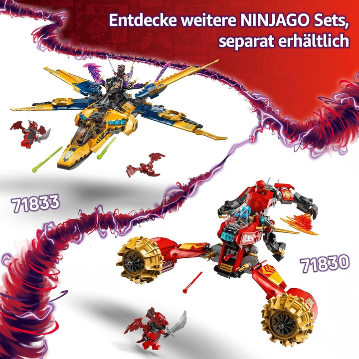 LEGO NINJAGO Super Storm Flyer al lui Ras și Arin - Jucărie cu dronă, tragătoare, lame și motoare - Incl. 3 minifigurine pentru jocuri de rol Ninja - Set de construcție pentru băieți și fete de la 8 ani 71833