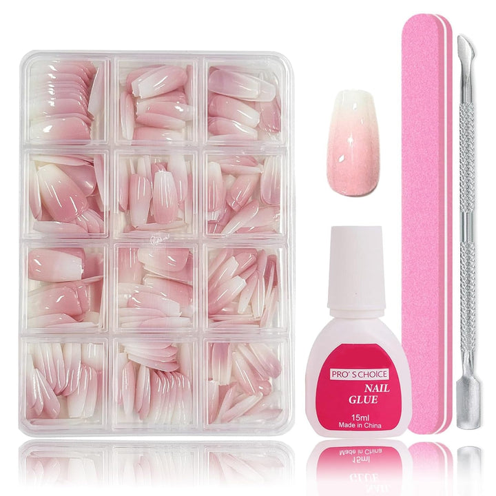 240 Stück Falsche Nägel Tips Set - Französisch Falsche Nägel Zum Aufkleben - Künstliche Nägel Medium Quadrat Ballerina Nail Art Manicure Fake Nails Für Damen Und Frauen (French Medium Ballerina)
