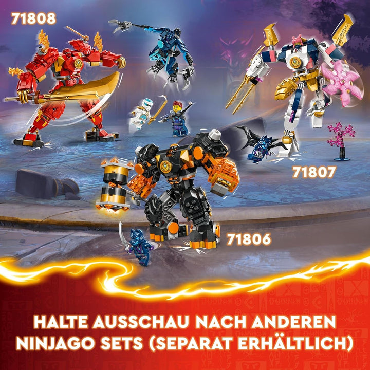 LEGO NINJAGO Kai's Fire Mech, jucărie figurină de acțiune pentru copii cu figurină mech roșie pentru personalizare, set ninja cu 4 figurine, inclusiv Kai și Zane, cadou pentru băieți și fete de 7 ani 71808