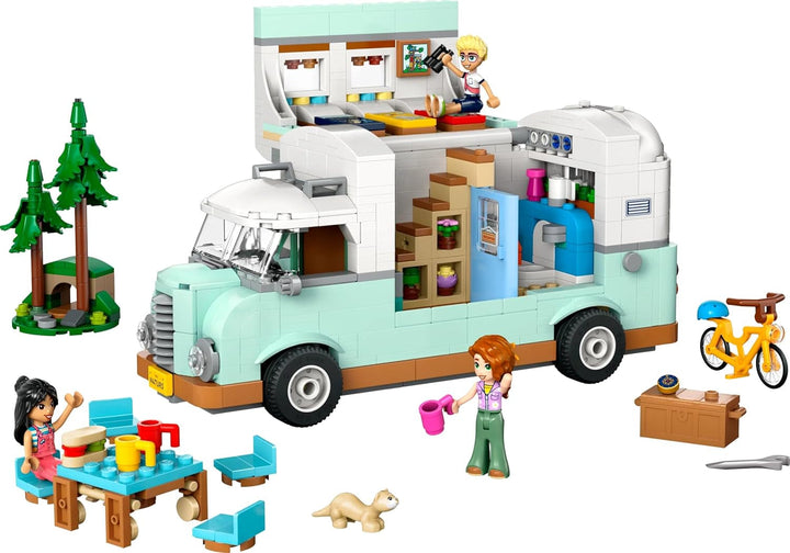 LEGO Friends Caravan, Set de construcție pentru jocuri de rol cu o rulotă de jucărie, Cadou pentru fete cu vârsta de peste 7 ani, Set de joacă creativ cu 3 minifigurine și figurină de animal dihor 42663