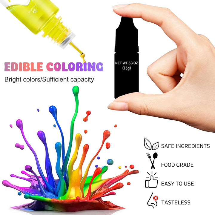 Lebensmittelfarbe Gel - 7X15Ml Regenbogen Farben Konzentrierte Gel Lebensmittel Farben Für Kuchen Dekoration, Backen, Kekse, Macaron - Zuckerfrei Food Coloring Für Getränken, Tortendeko, DIY Slime