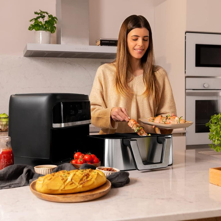 Cecotec Heißluftfritteuse 9 L Cecofry Advance Double. 2850 W, Kompakte, Digitale Und Ölfreie Diätfritteuse, Zwei Körben Mit Doppelter Temperatur Und Perfectcook-Technologie