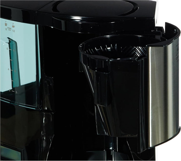 Melitta Optima Timer - Cafetieră cu temporizator, Cafetieră cu filtru, cu cană de sticlă și rezervor de apă detașabil, Pentru până la 8 cești de cafea, Negru
