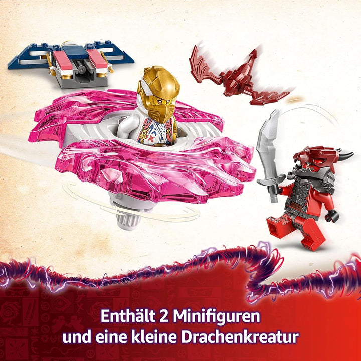 LEGO NINJAGO Sora's Dragon Spinjitzu Spinner - Jucărie Ninja de acțiune cu 2 minifigurine - Set de joacă mic pentru copii - Idee de cadou pentru băieți și fete de la 6 ani 71824