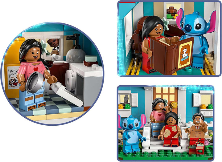 LEGO Ç€ Disney Casa de pe plajă din "Lilo și Stitch" - Jucărie de construit cu 6 camere, observator, navă spațială și 5 minifigurine - cadou de ziua de naștere pentru fete și băieți de 9+ și fani 43268