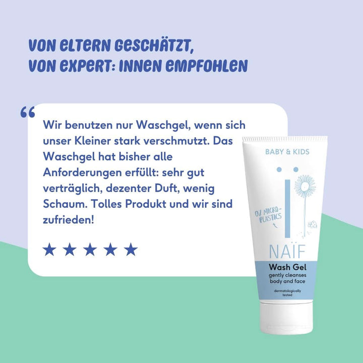 Naïf Pflegendes Waschgel - Für Baby Und Kinder - Babypflege Duschgel Für Empfindliche Haut - Inhaltsstoffe Auf Natürlicher Basis - 100% Vegan - 200 Ml