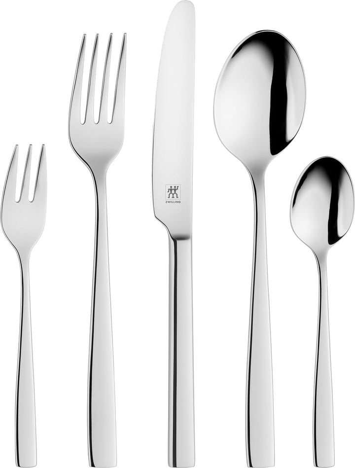 Zwilling Roseland Besteck Set, 30-Teilig, Für 6 Personen, 18/10 Edelstahl/Hochwertiger Klingenstahl, Mattiert, Silber [Plastikfreie Verpackung], Plastic Free, TLG