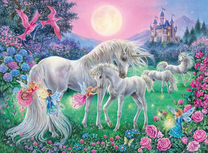 Ravensburger puzzle pentru copii - 13670 Unicorni în lumina lunii - Puzzle cu lumină de unicorn pentru copii cu vârsta de peste 6 ani, cu 100 de piese în format XXL, strălucește în întuneric