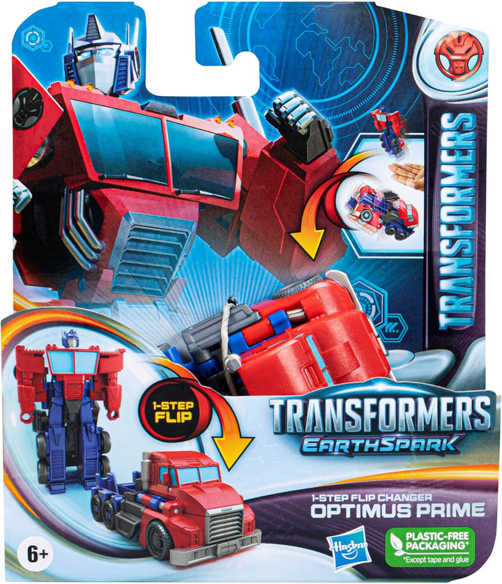 Jucărie Transformers Earthspark 1-Step Flip Changer Optimus Prime, figurină (10 cm), jucărie robot, vârsta 6+