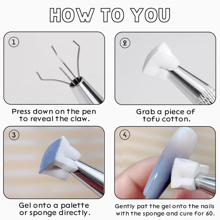 100 Stück Nail Art Schwamm Mit Metallgreifer, Sponge Brush Applikator, Sponge Nagel Pinsel, Nageldesign Zubehör Schwammpinsel, Verwendet, Um Eine Vielzahl Von Gradient Nail Art Patterns Zu Erstellen